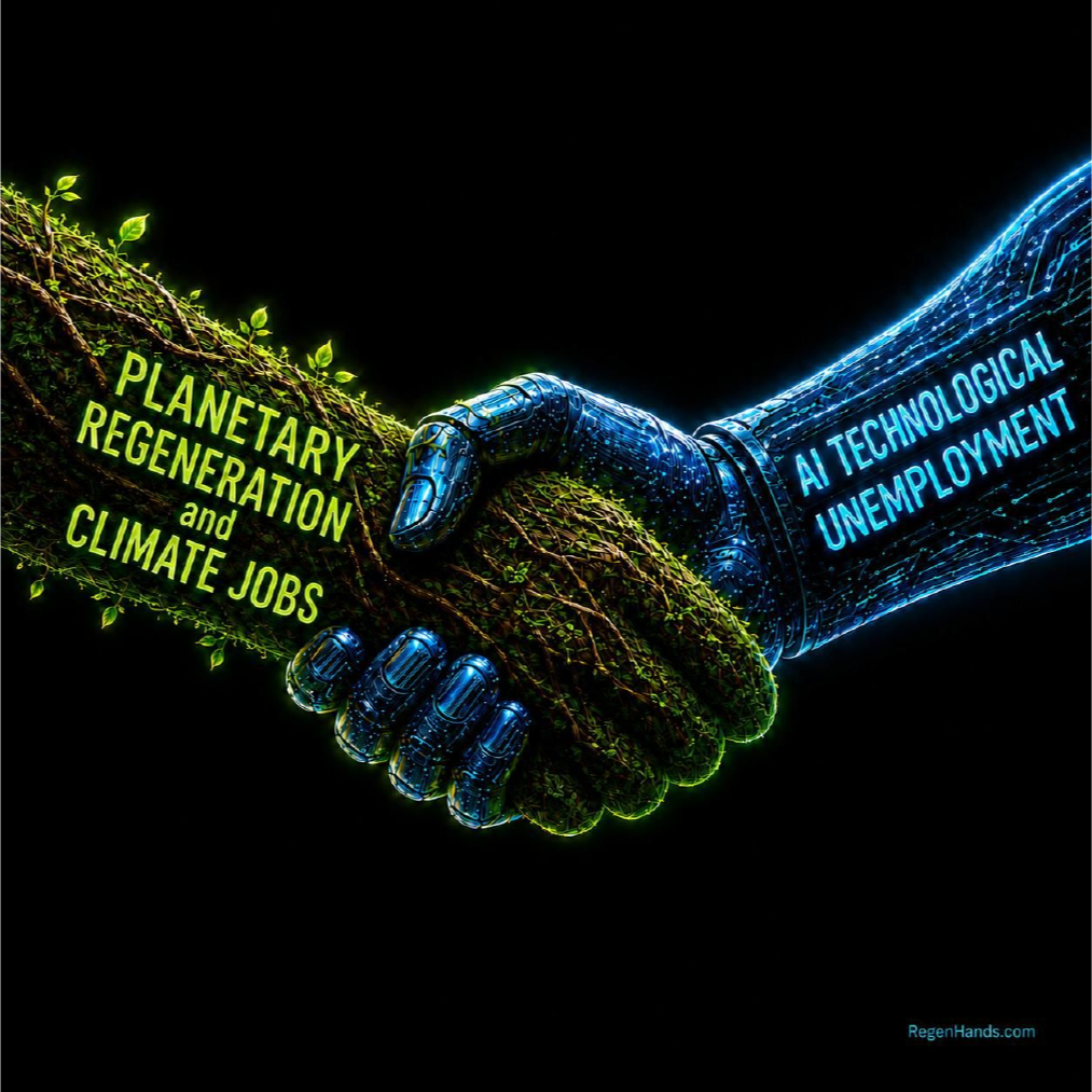 Planetary regeneration and climate jobs meets AI technological unemployment