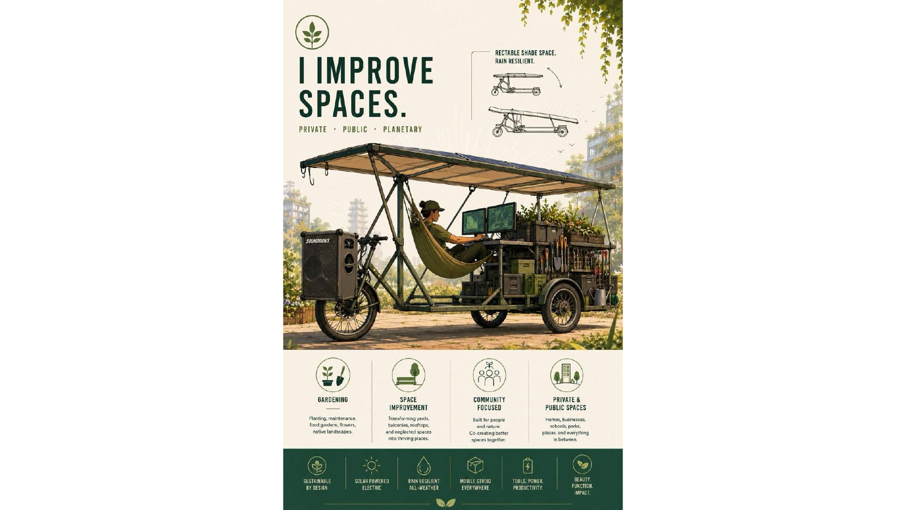 I improve spaces — solar mobile workshop